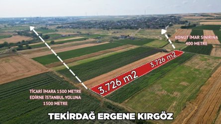 TEKİRDAĞ ERGENE KIRKGÖZ MAHALLESİ 3.276 m2 KUPON TARLA