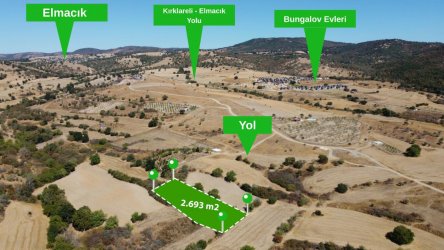 KIRKLARELİ KOFÇAZ ELMACIKTA SATILIK KUPON 2.693 m2 TARLA