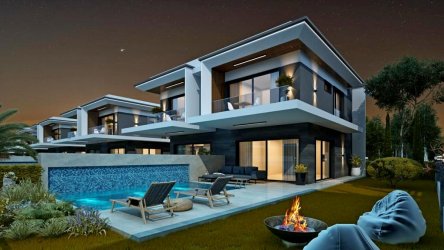 KUŞADASI DAVUTLARDA MERKEZE YAKIN KONUMDA ÖZEL HAVUZLU 3+1 SIFIR VİLLALAR