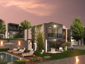 Kuşadası Karaova Mahallesinde Havuzlu Sitede Sıfır 3+1 Villalar