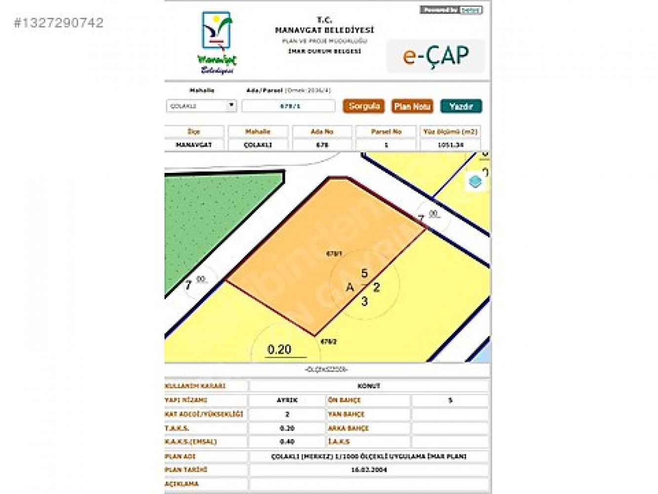 Çolaklıda Konut İmarlı 525m² Satılık Arsa Hissesi