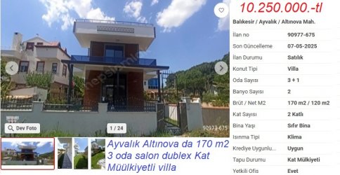 AYVALIK ALTINOVA da satılık Dublexs villa