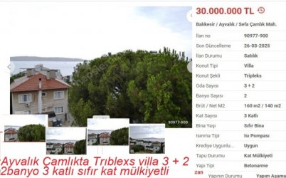 AYVALIK ÇAMLIK ta SATILIK VİLLA