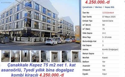 ÇANAKKALE KEPEZ de 2 +1 SATILIK