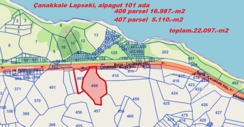 Çanakkale, Lapseki alpagu köyünde  ASFALTA CEPHELİ 2 TARLA