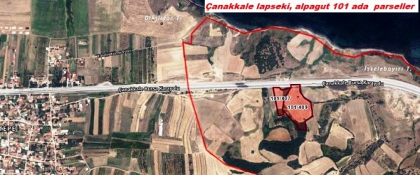 Çanakkale, Lapseki alpagu köyünde  ASFALTA CEPHELİ TARLA