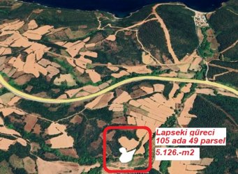 Çanakkale lapseki Güreci Köyü 5.126m2 tarla