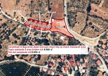 Bayramiç Çavuşlu Köyü Satılık Köy içi imarlı arsalar