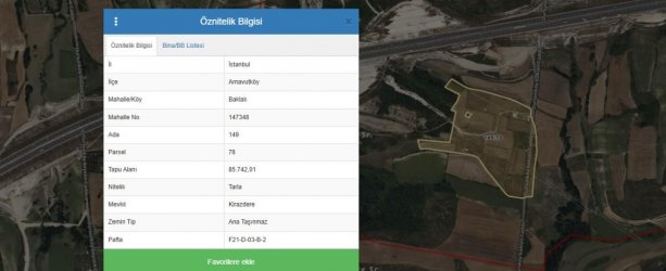 İSTANBUL ARNAVUTKÖY BAKLALI 250 M2 SATILIK ARSA