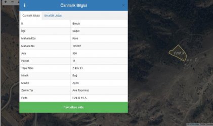BİLECİK SÖĞÜT İLÇESİ KÜRE KÖYÜ SATILIK TEK TAPU MÜSTAKİL ARSA