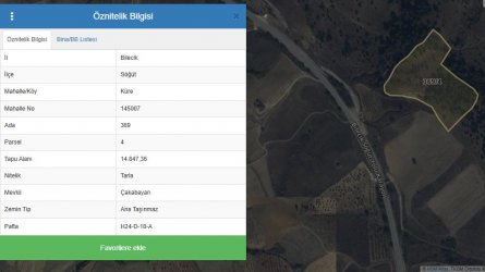 BİLECİK SÖĞÜT İLÇESİ KÜRE KÖYÜ SATILIK TEK TAPU MÜSTAKİL ARSA