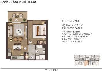 FLAMINGO LAKE PROJECT 1+1 Daire TİP A Turkey, Istanbul, Beylikdüzü, -, -للبيع سكن شقة 195000 $ 72 m²