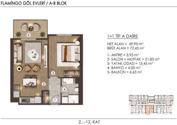 FLAMINGO LAKE PROJECT 1+1 Type A APARTMENT Turkey, Istanbul, Beylikdüzü, -, -For Sale Residence Apartment 140000 $ 72 m²