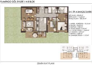 FLAMINGO GÖL EVLERİ 2+1 Daire TİP A - (BAHÇELİ) Turkey, Istanbul, Beylikdüzü, -, -Satılır Yaşayış kompleksi Mənzil 350000 $ 116 m²