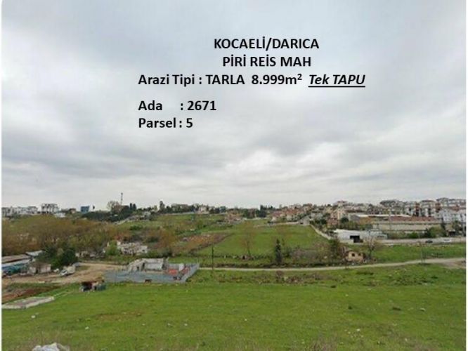 Darıca Bayramoğlunda Villa Bölgesinde 8.999,38 m2 Parsel