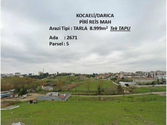 Darıca Bayramoğlunda Villa Bölgesinde 8.999,38 m2 Parsel