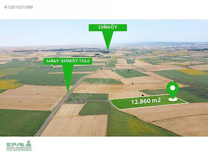 TEKİRDAĞ SARAY EDİRKÖY MAHALLESİ SATILIK 12.860 m2 VERİMLİ TARLA