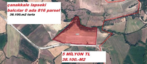 Çanakkale Lapseki Balcılarda SATILIK tarla