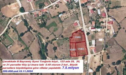  Bayramiç Kazdağları eteklerinde KÖY İÇİ imarlı arsalar