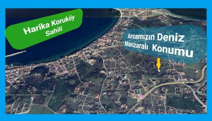 KORUKÖY`DE İMARLI DENİZ MANZARALI ARSA.