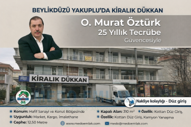 Beylikdüzü Yakuplu`da 310 m² Kiralık Dükkan – Market, Kargo ve İmalat İçin Uygun, 12.50 m Cepheli