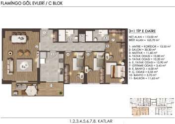 FLAMINGO LAKE PROJECT 3+1 Type E APARTMENT Turkey, Istanbul, Beylikdüzü, -, -For Sale Residence Apartment 320000 $ 164 m²
