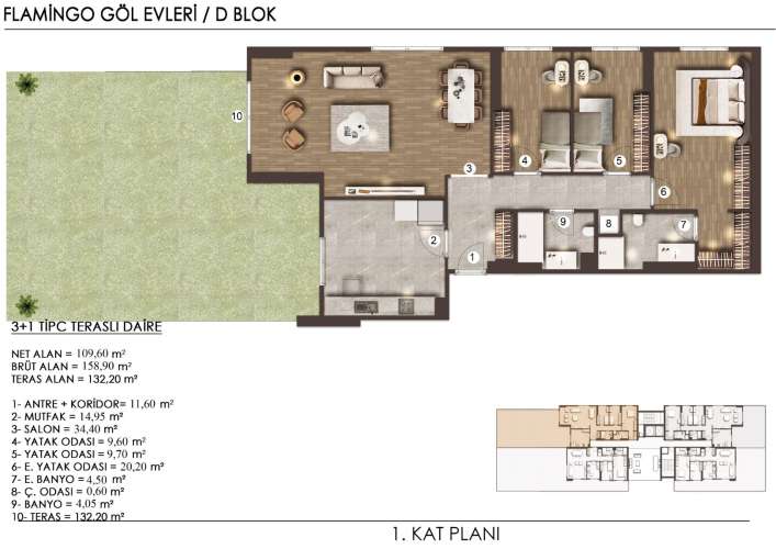 <span class='project-title text-uppercase'>FLAMINGO LAKE PROJECT</span>3+1 Type C APARTMENT WITH BIG TERRACE