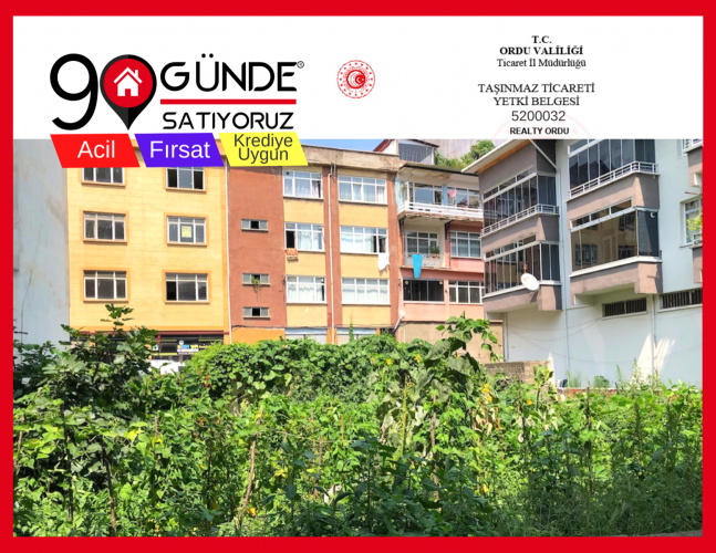 REALTY-ORDU`DAN ŞEHİR MERKEZİNDE 4 KAT İMARLI SATILIK ARSA